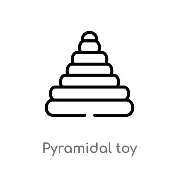 Contorno Icono Vector Juguete Piramidal Aislado Negro Simple Línea Elemento — Vector de stock
