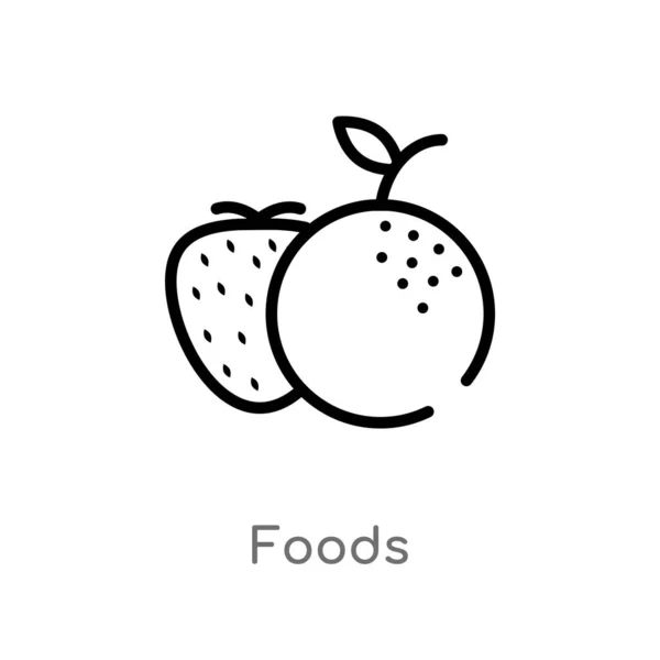 Esbozar Alimentos Icono Vectores Aislado Negro Simple Línea Elemento Ilustración — Vector de stock