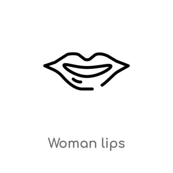 Contour Femme Lèvres Vecteur Icône Illustration Isolée Élément Ligne Simple — Image vectorielle
