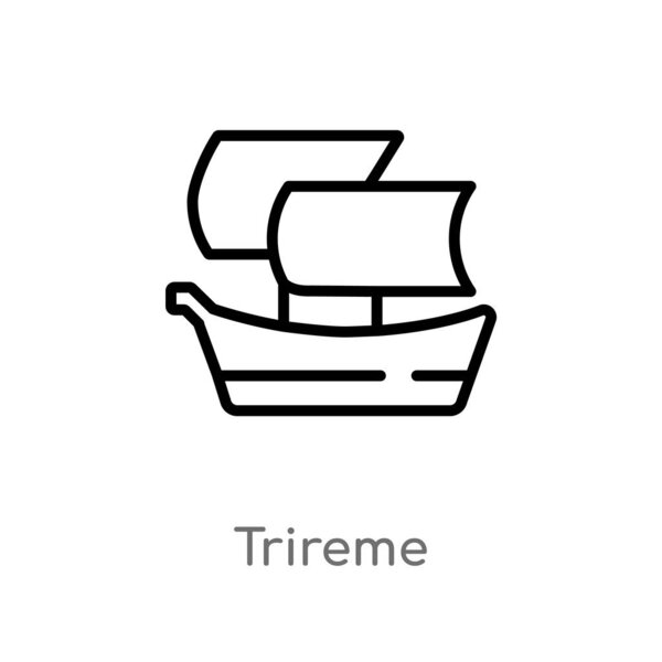 outline trireme vector icon. isolated black simple line element illustration from greece concept. editable vector stroke trireme icon on white background