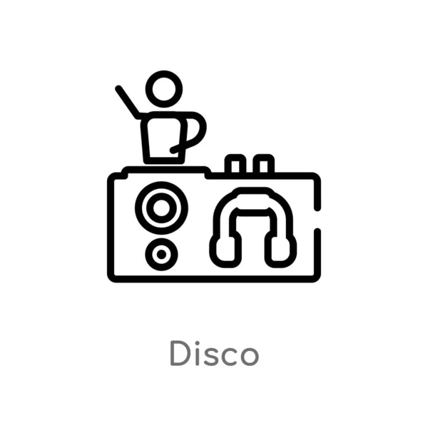 Overzicht Disco Vector Icoon Geïsoleerde Zwarte Eenvoudige Lijn Element Illustratie — Stockvector