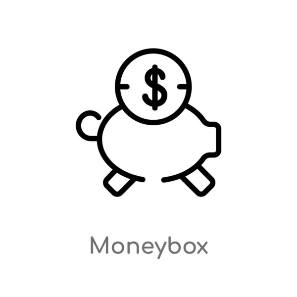 Delinear Ícone Vetor Moneybox Isolado Preto Simples Ilustração Elemento Linha — Vetor de Stock