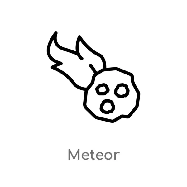 Outline Meteor Vektor Ikon Izolált Fekete Egyszerű Vonal Elem Illusztráció — Stock Vector