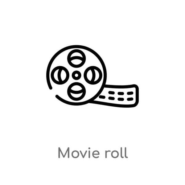 Umreißen Film Roll Vektor Symbol Isolierte Darstellung Schwarzer Einfacher Linien — Stockvektor