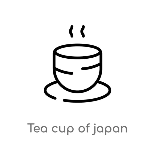Contour Tasse Thé Icône Vectorielle Japonaise Illustration Isolée Élément Ligne — Image vectorielle