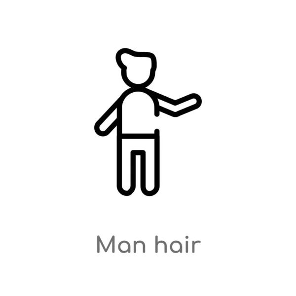輪郭の男の毛ベクトルアイコン 人の概念から孤立した黒シンプルなライン要素のイラスト 白い背景に編集可能なベクトルストローク男の髪のアイコン — ストックベクタ