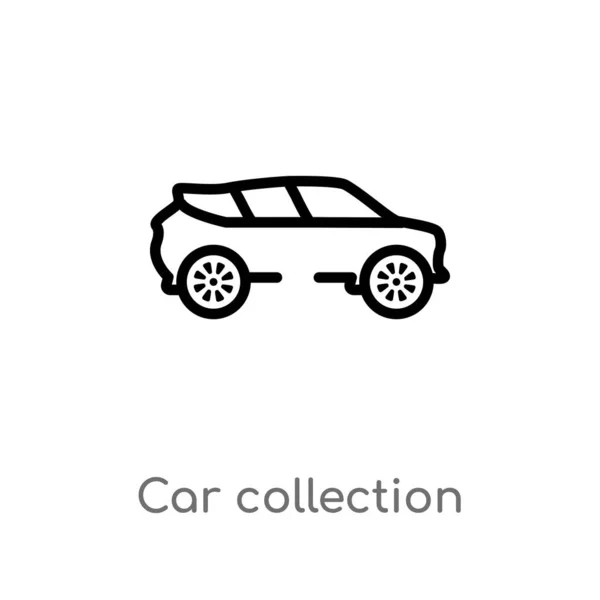 アウトラインカーコレクションベクターアイコン 高級コンセプトから孤立した黒シンプルなライン要素のイラスト 白の背景に編集可能なベクトルストローク車のコレクションのアイコン — ストックベクタ