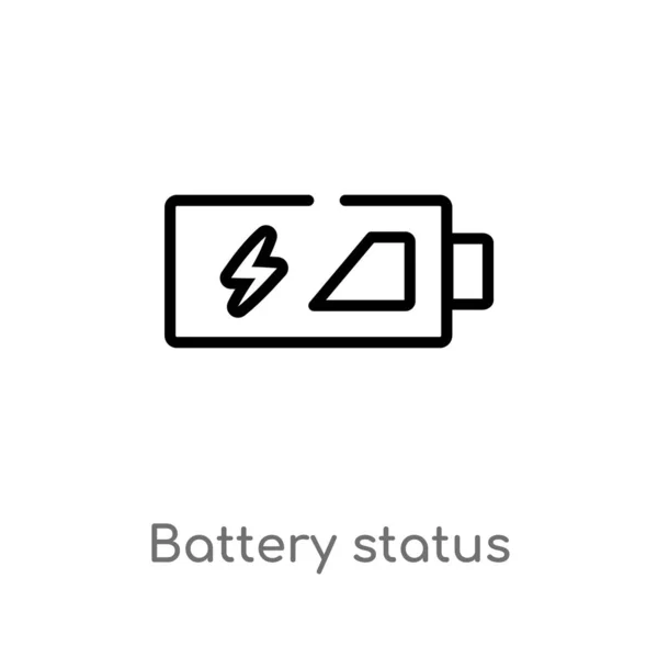Delinear Ícone Vetor Status Bateria Isolado Preto Simples Ilustração Elemento — Vetor de Stock
