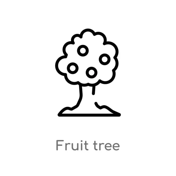 Contorno Árbol Frutal Icono Vector Elemento Línea Simple Negro Aislado — Vector de stock