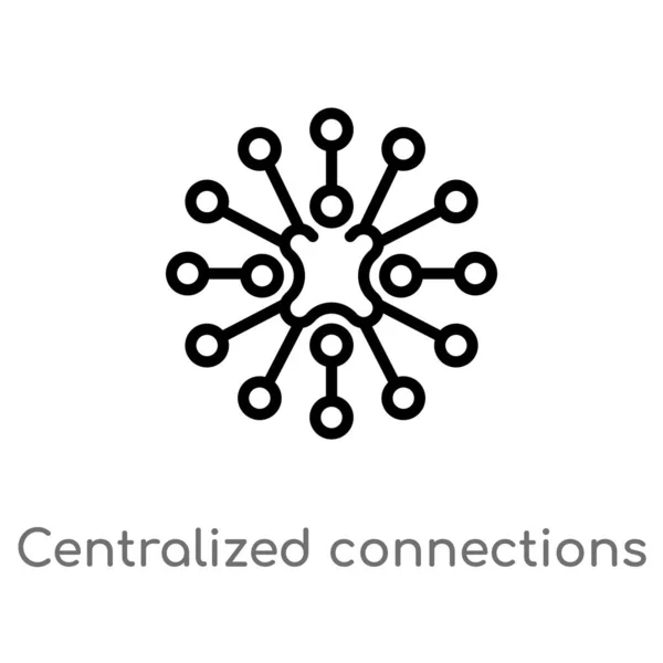 Contorno Conexiones Centralizadas Icono Vectorial Elemento Línea Simple Negro Aislado — Vector de stock