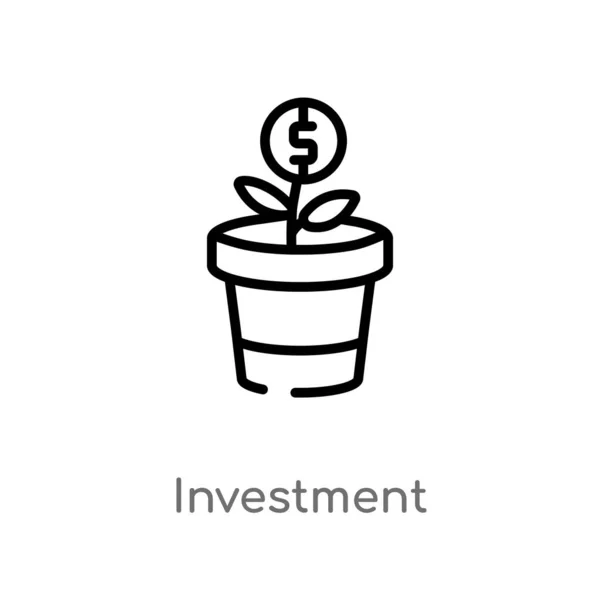 Umreißen Investitionsvektorsymbol Isolierte Darstellung Schwarzer Einfacher Linien Aus Dem Konzept — Stockvektor