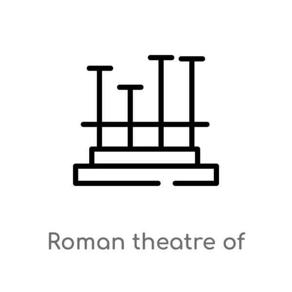 Anahat Roma Tiyatrosu Merida Vektör Simgesi Basit Çizgi Eleman Illüstrasyon — Stok Vektör