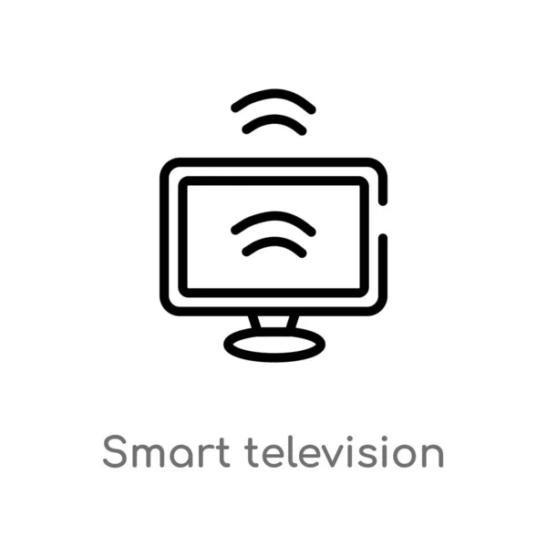 Ikonę Wektora Inteligentnego Telewizora Białym Tle Prosty Element Linii Ilustracji — Wektor stockowy