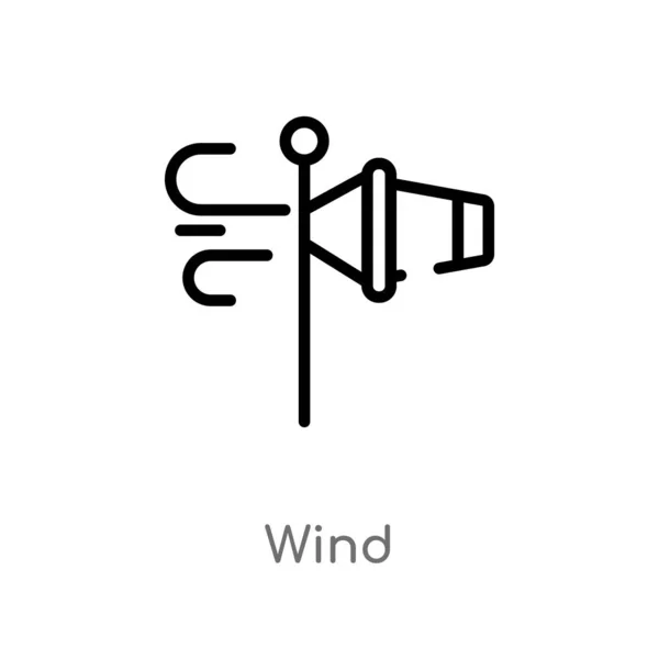 Outline Wind Vector Icon Isolated Black Simple Line Element Illustration — Stock Vector