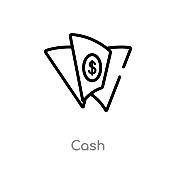 Outline Cash Vector Icon Isolated Black Simple Line Element Illustration — Stock Vector