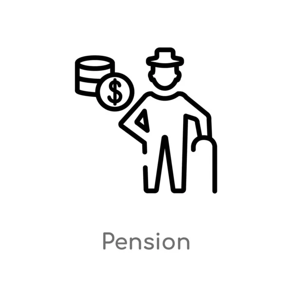 Outline Pension Vector Icon Isolated Black Simple Line Element Illustration — Stock Vector
