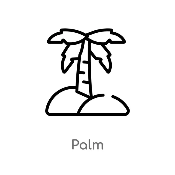 Contur Pictograma Palmier Vector Izolat Negru Simplu Element Linie Ilustrație — Vector de stoc