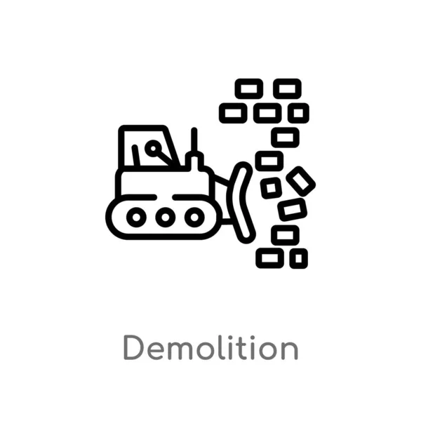 Outline Demolition Vector Icon Isolated Black Simple Line Element Illustration — Stock Vector