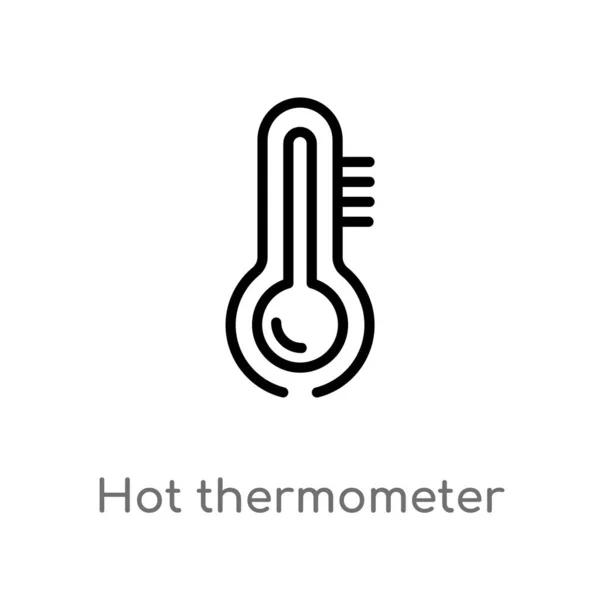 轮廓热温度计矢量图标 被隔绝的黑简单的线元素例证从气象学概念 可编辑的矢量行程热温度计图标在白色背景 — 图库矢量图片