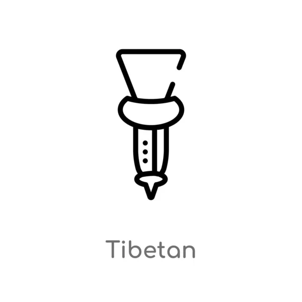 Contorno Tibetano Icono Vectorial Aislado Negro Simple Línea Elemento Ilustración — Vector de stock