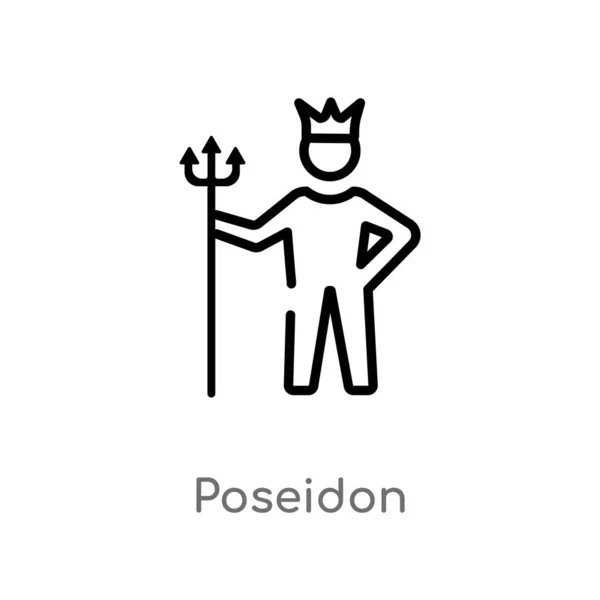 Overzicht Poseidon Vector Icon Geïsoleerde Zwarte Eenvoudige Lijn Element Illustratie — Stockvector