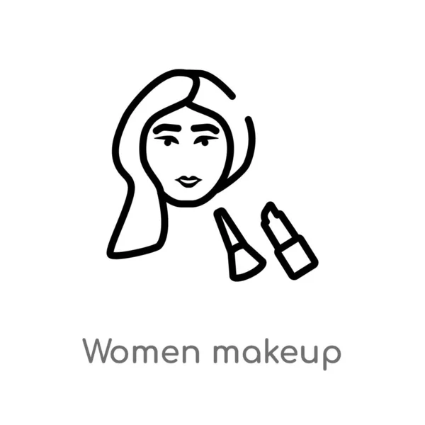 Contour Femme Maquillage Vecteur Icône Illustration Isolée Élément Ligne Simple — Image vectorielle