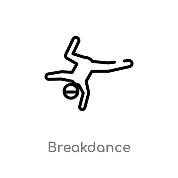 Delinear Ícone Vetor Breakdance Isolado Preto Simples Ilustração Elemento Linha — Vetor de Stock