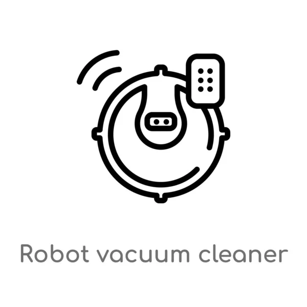 Contorno Robot Aspiradora Vector Icono Aislado Negro Simple Línea Elemento — Archivo Imágenes Vectoriales