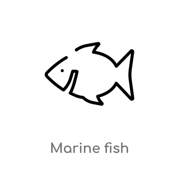Σκιαγραφούν Εικονίδιο Του Διανύσματος Θαλάσσιων Ψαριών Απομονωμένη Μαύρη Απλή Γραμμή — Διανυσματικό Αρχείο