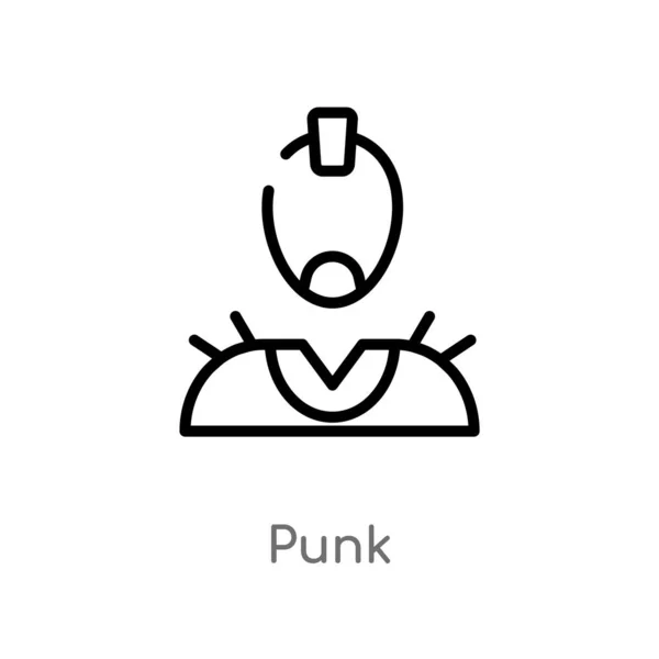 Contorno Icono Vectorial Punk Elemento Línea Simple Negro Aislado Ilustración — Archivo Imágenes Vectoriales