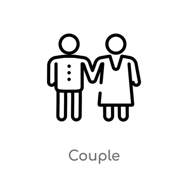 Aperçu Couple Icône Vectorielle Illustration Isolée Élément Ligne Simple Noir — Image vectorielle