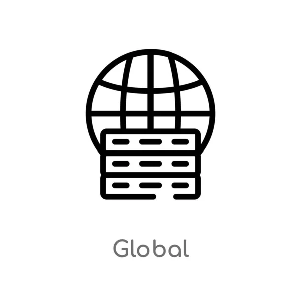 Globale Vektorsymbole Umreißen Isolierte Darstellung Schwarzer Einfacher Linien Aus Dem — Stockvektor