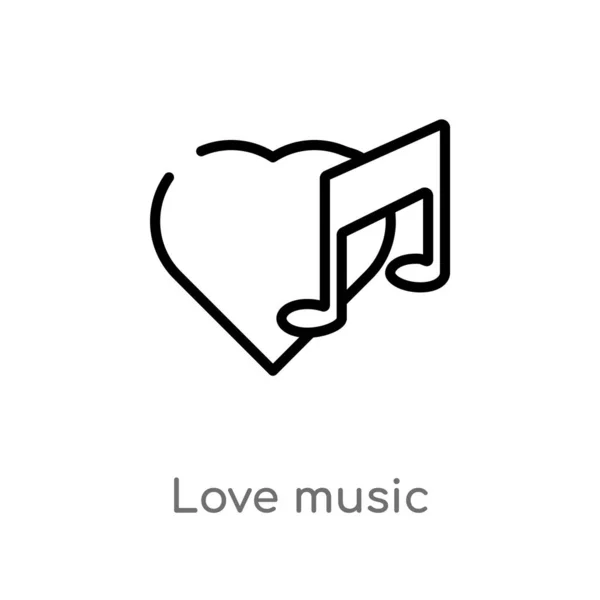 Contorno Amor Icono Vector Música Aislado Negro Simple Línea Elemento — Archivo Imágenes Vectoriales