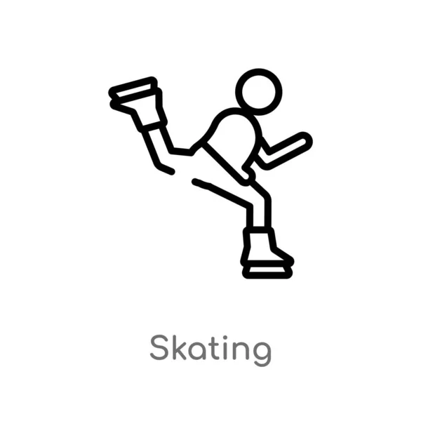 Outline Skating Vector Icon Isolated Black Simple Line Element Illustration — Stock Vector