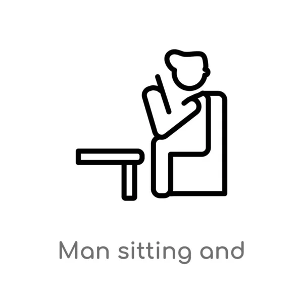 Esboço Homem Sentado Lendo Livro Vetor Ícone Isolado Preto Simples —  Vetores de Stock