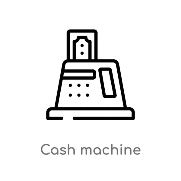 Outline Cash Machine Vector Icon Isolated Black Simple Line Element — Stock Vector