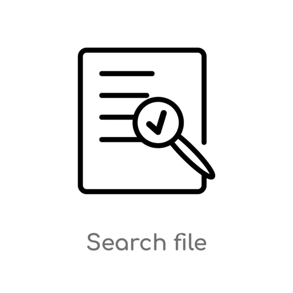 アウトライン検索ファイルベクトルアイコン ユーザーインターフェイスの概念から分離された黒のシンプルなライン要素のイラスト 白い背景に編集可能なベクトルストローク検索ファイルのアイコン — ストックベクタ