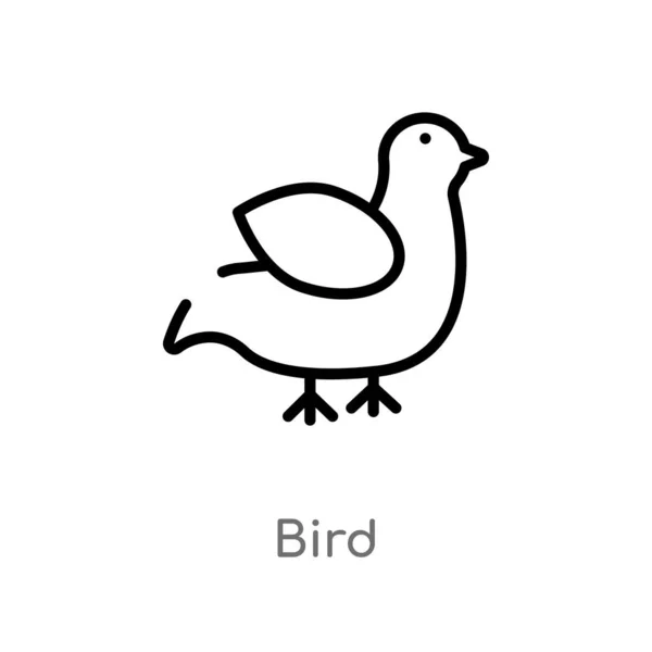 Contour Oiseau Vecteur Icône Illustration Isolée Élément Ligne Simple Noir — Image vectorielle