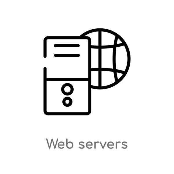 Contorno Web Server Vettoriale Icona Isolato Nero Semplice Linea Elemento — Vettoriale Stock