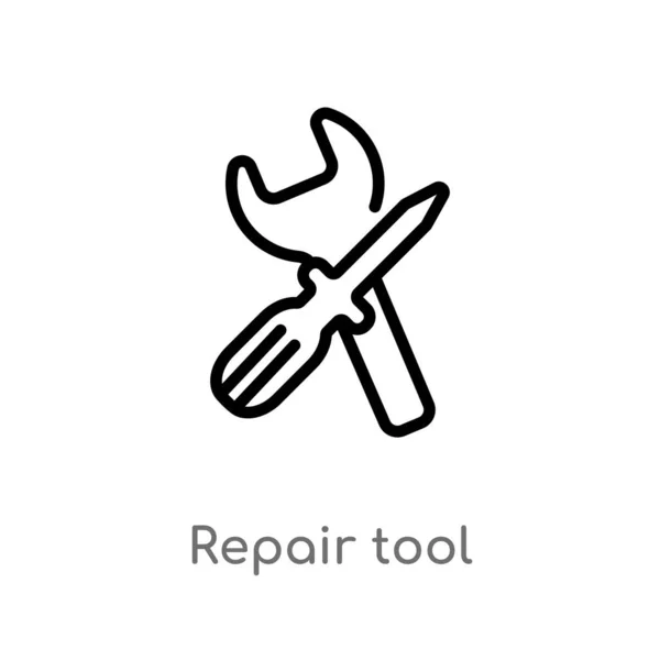 Outline Repair Tool Vector Icon Isolated Black Simple Line Element — Stock Vector