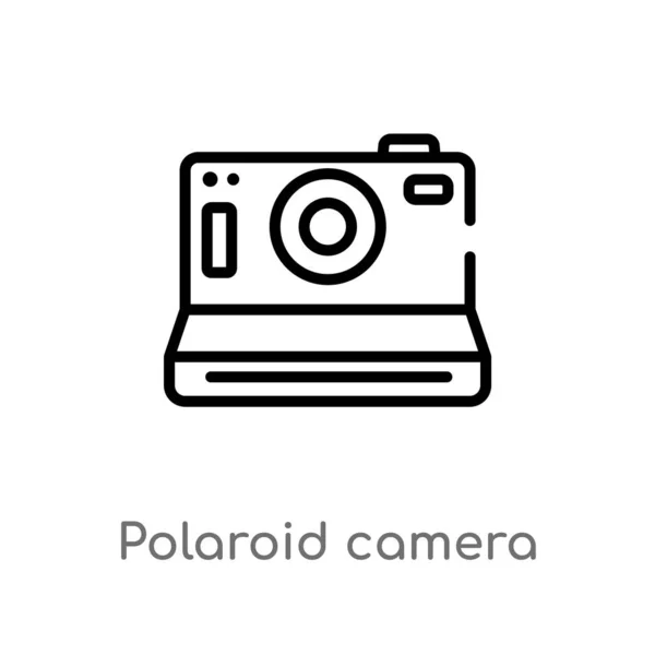 Outline Polaroid Camera Vector Icon Isolated Black Simple Line Element — Stock Vector