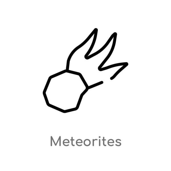 Meteoritler Vektör Simgesini Anahat Astronomi Kavramından Izole Siyah Basit Çizgi — Stok Vektör
