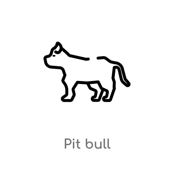 Contorno Pit Bull Vettoriale Icona Isolato Nero Semplice Linea Elemento — Vettoriale Stock