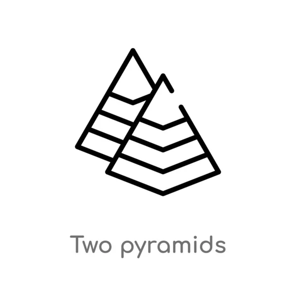 Contorno Dos Pirámides Icono Vector Aislado Negro Simple Línea Elemento — Archivo Imágenes Vectoriales