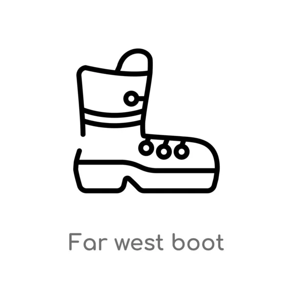 Outline Far West Boot Vector Icon Isolated Black Simple Line — Stock Vector