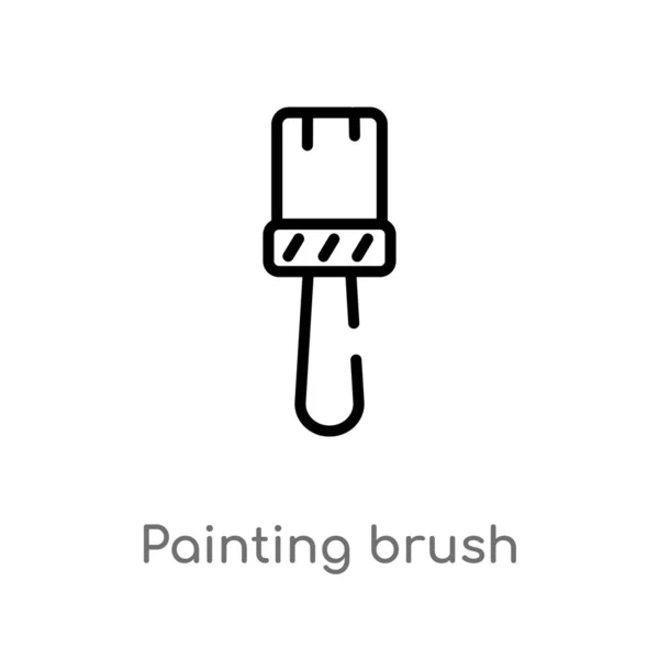 Outline Painting Brush Vector Icon Isolated Black Simple Line Element — Stock Vector
