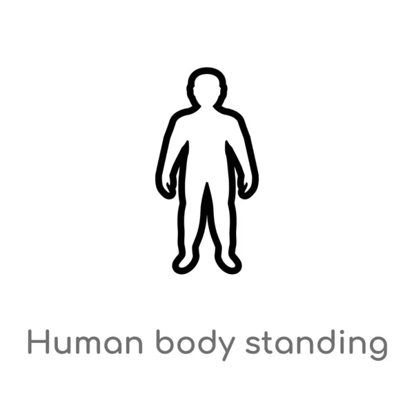 Vázlatos Emberi Test Álló Fekete Vektor Ikon Izolált Fekete Egyszerű — Stock Vector