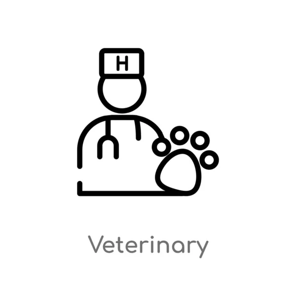 Outline Veterinary Vector Icon Isolated Black Simple Line Element Illustration — Stock Vector