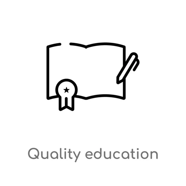 Outline Quality Education Vector Icon Isolated Black Simple Line Element — Διανυσματικό Αρχείο