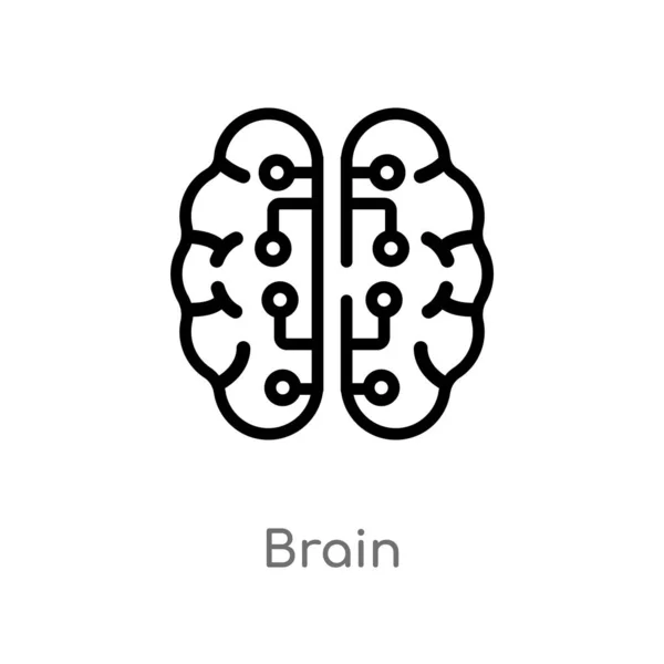 Umriss Gehirn Vektor Symbol Isolierte Darstellung Schwarzer Einfacher Linien Aus — Stockvektor